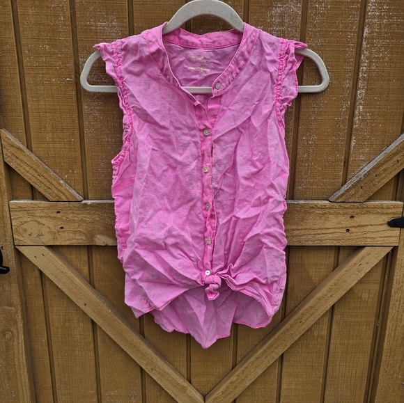 Pink Sleeveless Button-Up Blouse - Picture 1 of 3